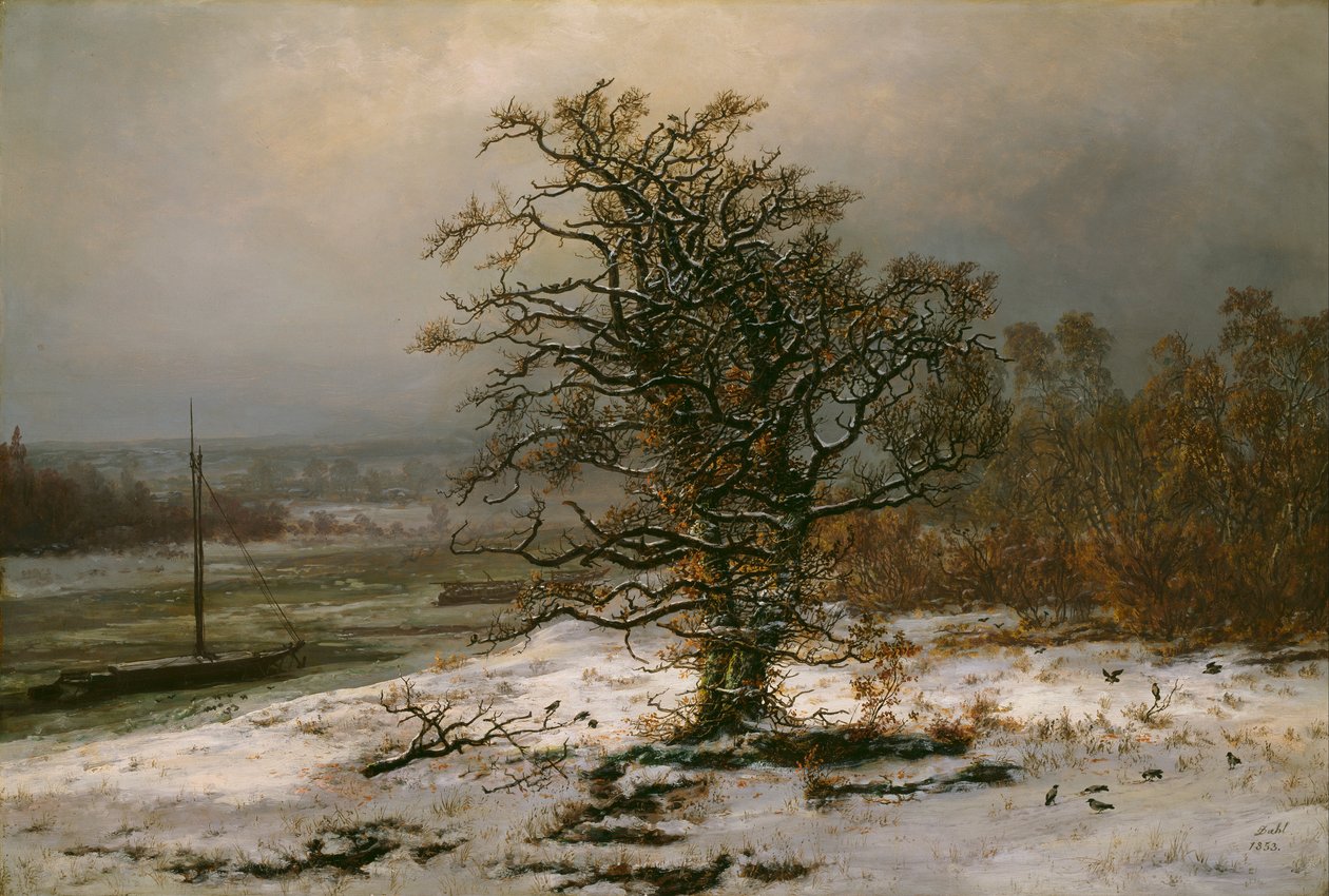 Ek vid Elbe på vintern av Johan Christian Dahl