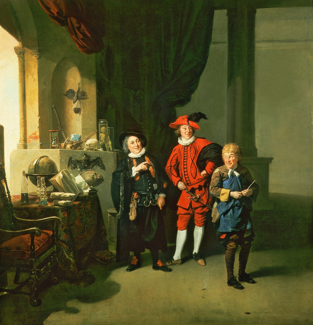 David Garrick med William Burton och John Palmer i "The Alchemist" av Ben Jonson, 1770 av Johan Joseph Zoffany