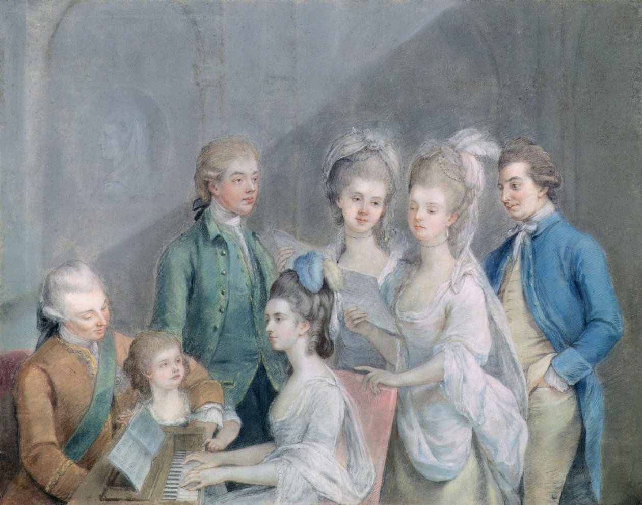 Familjen till Charles Schaw, 9:e baron Cathcart (1721-76) (pastell på papper) av Johan Joseph Zoffany