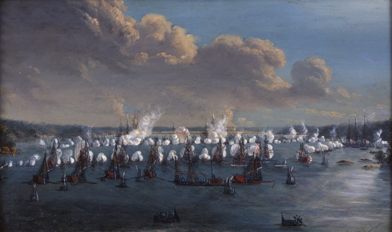 Battle at Fredrickshamn 15 May 1790 av Johan Tietrich Schoultz