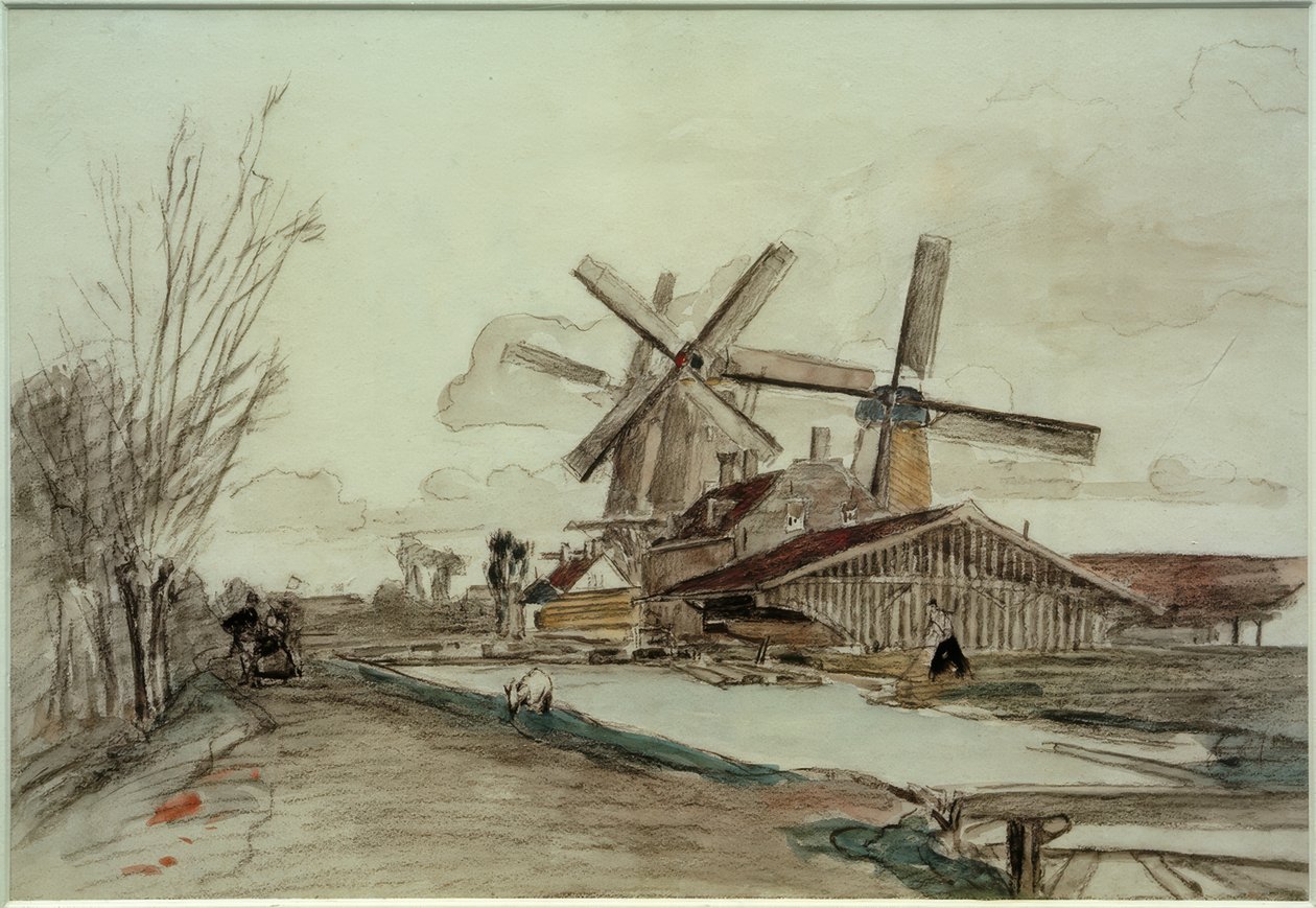 Stolk Mills, Rotterdam av Johan Barthold Jongkind