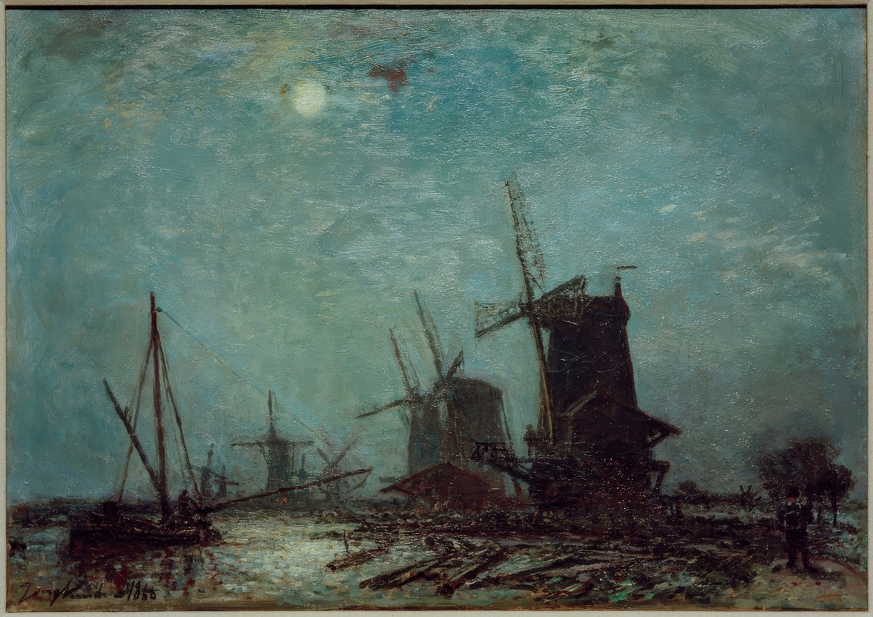Kvarnar på en kanal av Johan Barthold Jongkind