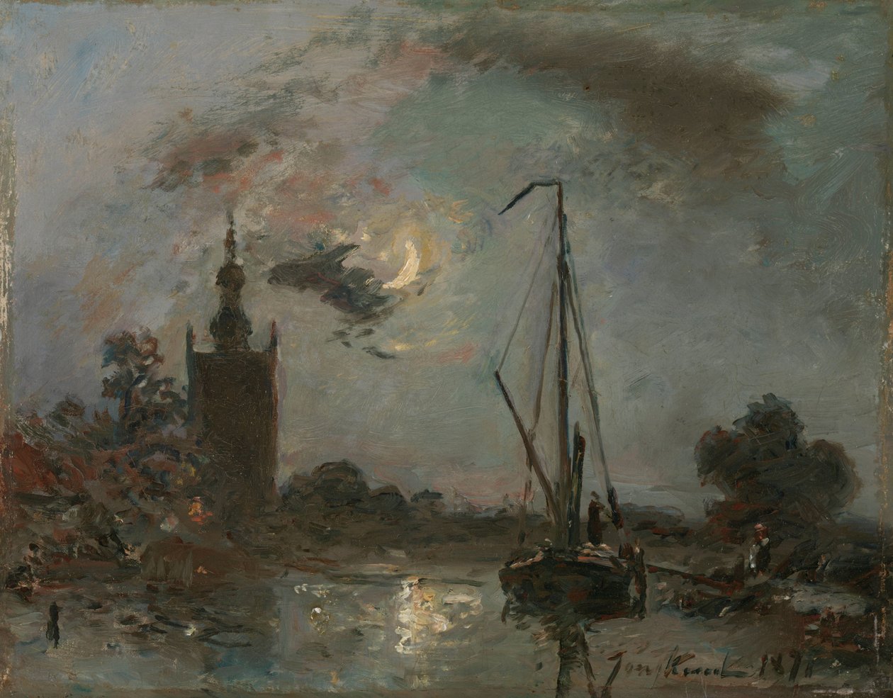Overschie i månskenet av Johan Barthold Jongkind