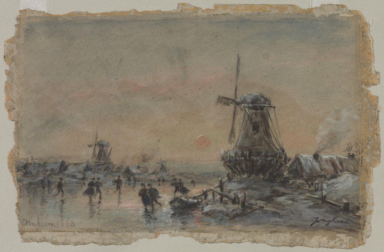 Utsikt över Arnheim (recto) av Johan Barthold Jongkind