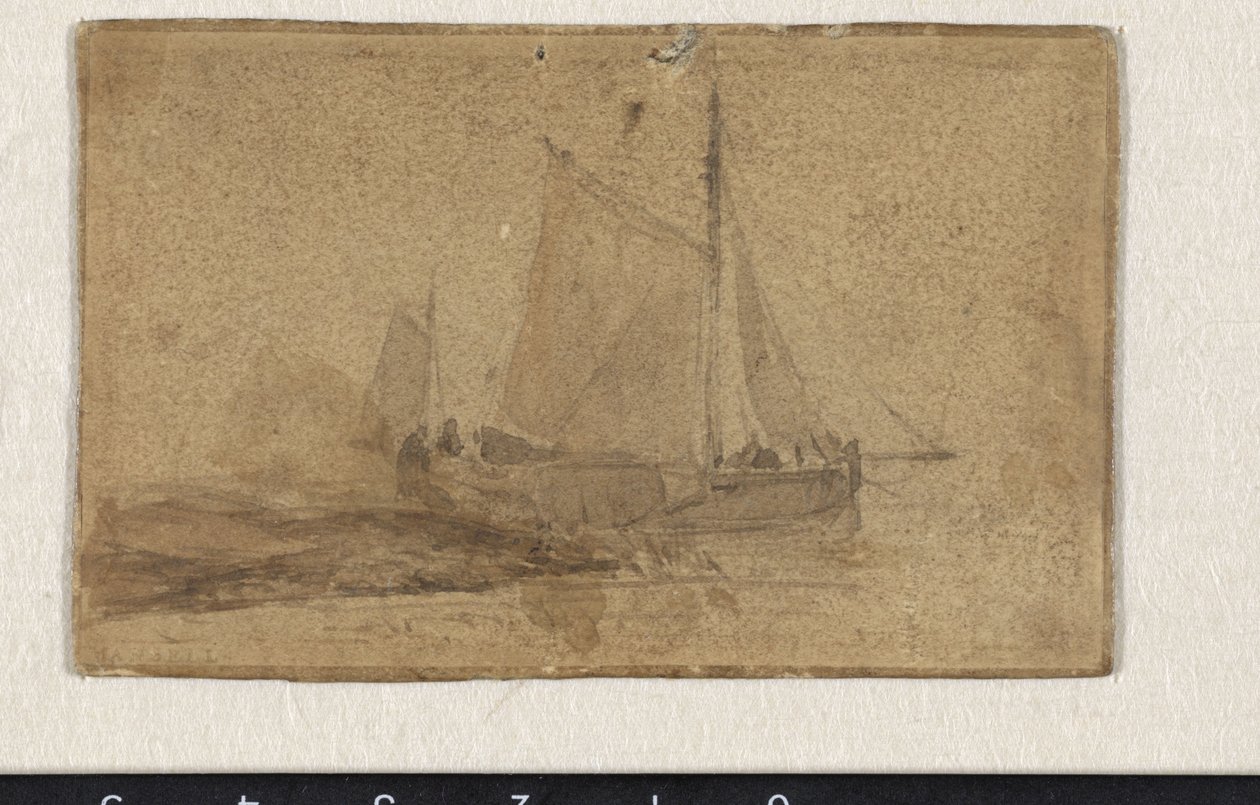 Fiskepråm förtöjd vid en udde av Johan Barthold Jongkind