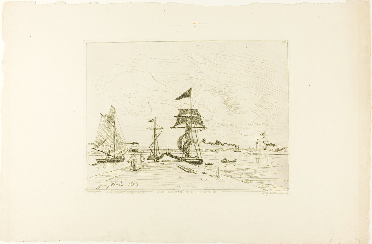 Träpir, Honfleur Port av Johan Barthold Jongkind