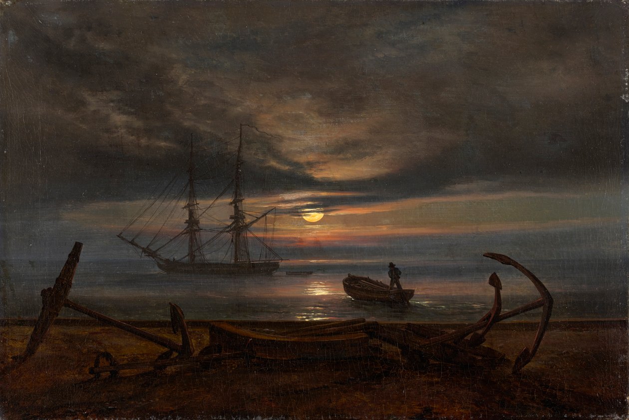 danska kusten vid månsken av Johan Christian Dahl