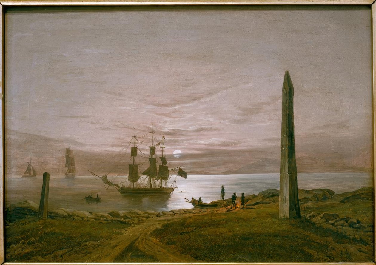 Fjordlandskap i månsken av Johan Christian Dahl