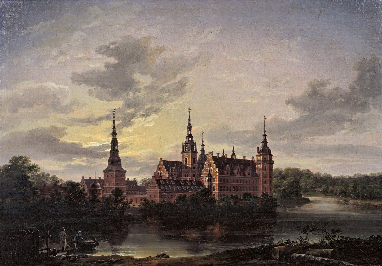 Frederiksborgs slott i månsken, 1817. av Johan Christian Dahl