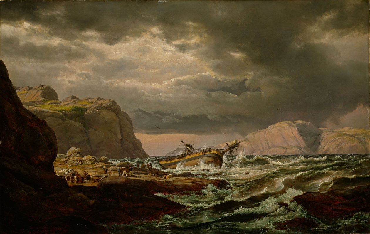 Skeppsbrott på norska kusten av Johan Christian Dahl