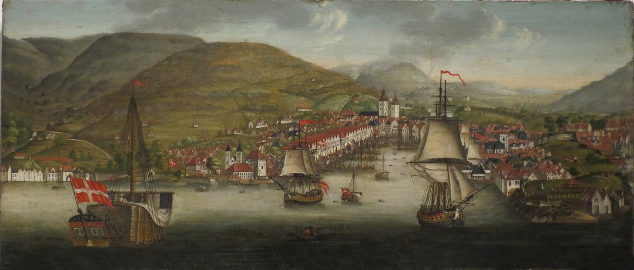 Utsikt över Bergens hamn av Johan Christian Dahl