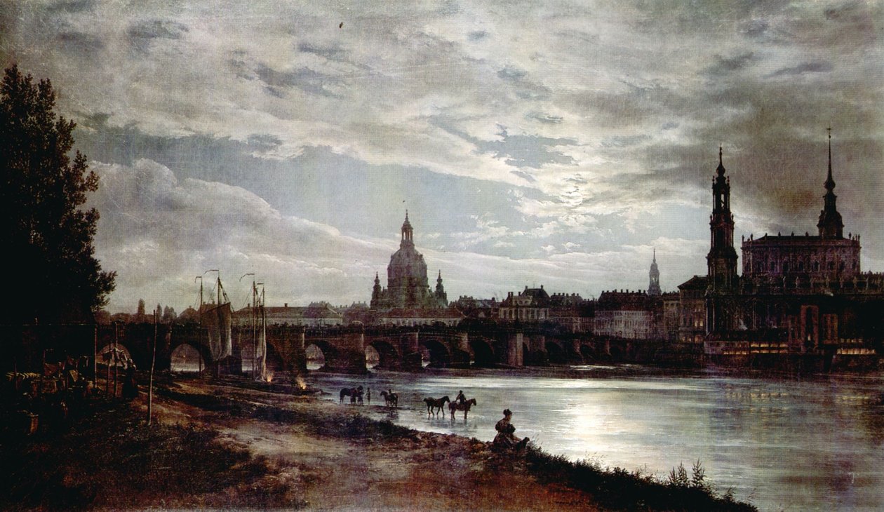 Utsikt över Dresden i månskenet av Johan Christian Dahl