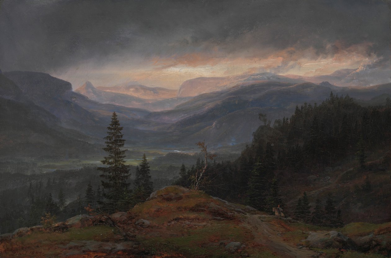 Utsikt över Hallingdal, 1844. av Johan Christian Dahl