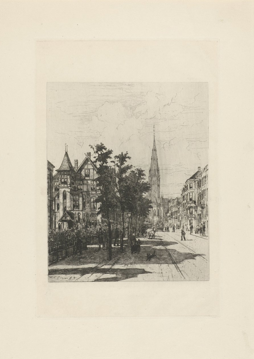 Utsikt över Vondelstraat i Amsterdam av Johan Conrad Greive