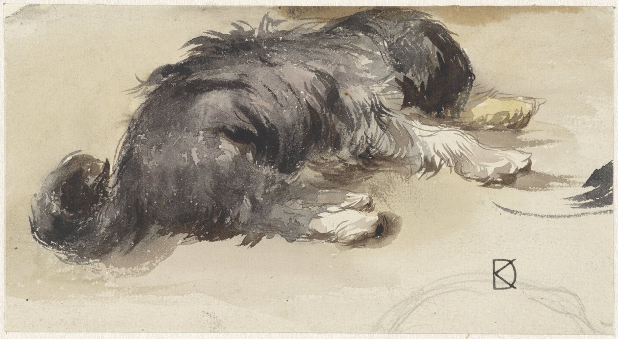 Sovande hund, sedd bakifrån av Johan Daniël Koelman