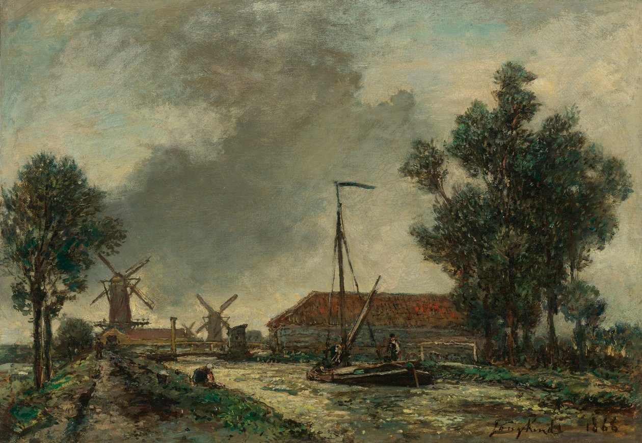 La Passerelle, Hollande av Johan Jongkind