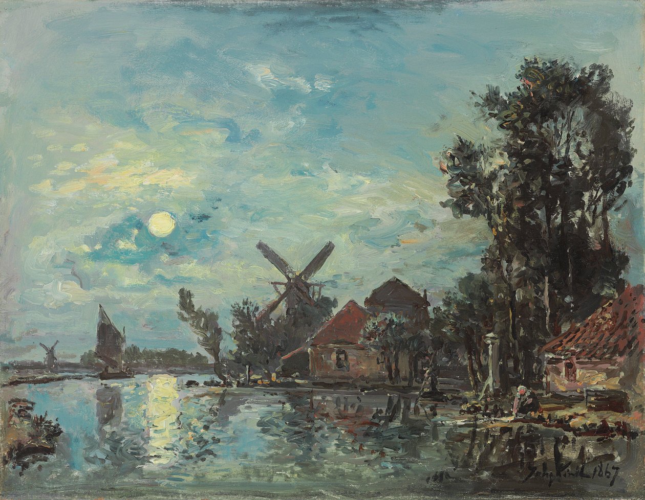 Månens effekt på flodmynningen, Holland av Johan Jongkind