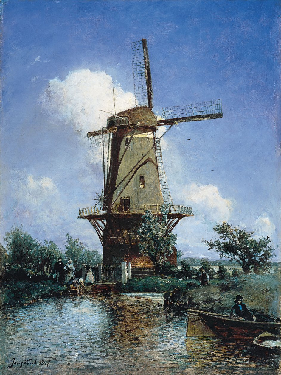 Väderkvarn nära Delft av Johan Jongkind