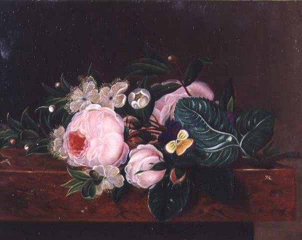 Ett arrangemang av blommor av Johan Laurents (school of) Jensen