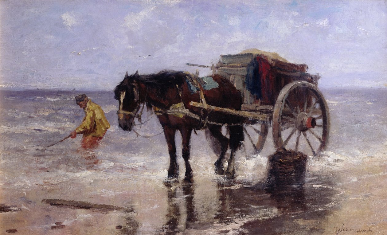 The Clam Gatherer (olja på duk) av Johan Scherrewitz