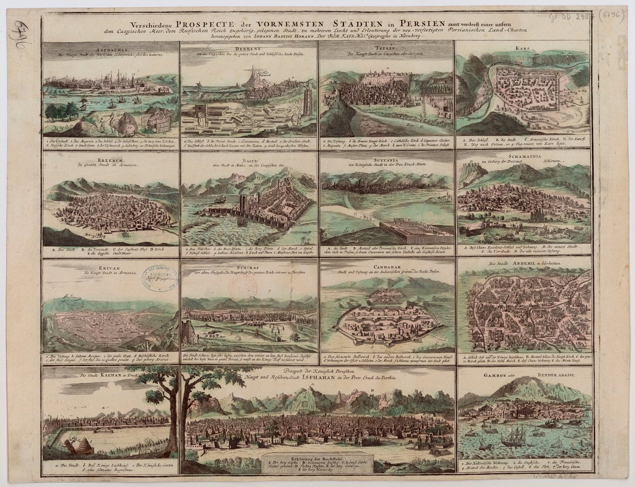 Verschiedene Prospecte der Vornemsten Städten in Persien av Johann Baptista Homann