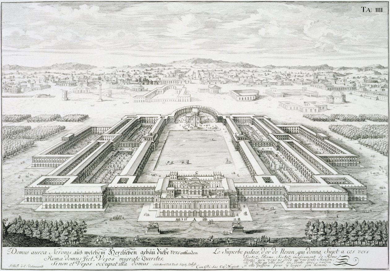 Kejsar Neros gyllene palats (54-68 e.Kr.), Rom, från "Utkast till en historisk arkitektur", 1721 av Johann Bernhard Fischer von Erlach