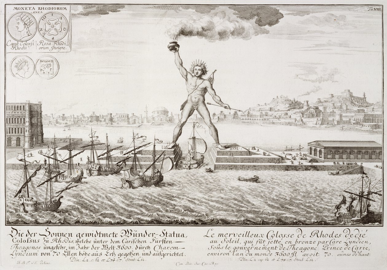 The Colossus of Rhodes, från "Draft of a Historic Architecture", 1721 av Johann Bernhard Fischer von Erlach
