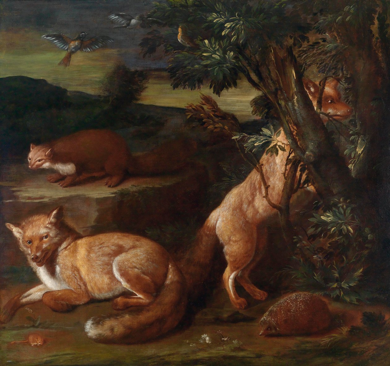 Vilda djur framför en liggande bakgrund av Johann Friedrich Grooth