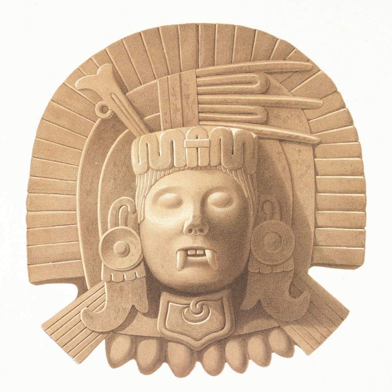 Platta från "Ancient Monuments of Mexico", graverad av Bachelier, 1866. av Johann Friedrich Maximilian von Waldeck