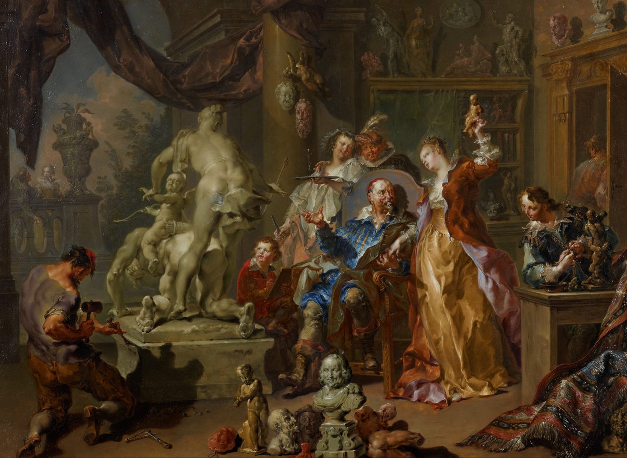 Bildhuggarens ateljé av Johann Georg Platzer