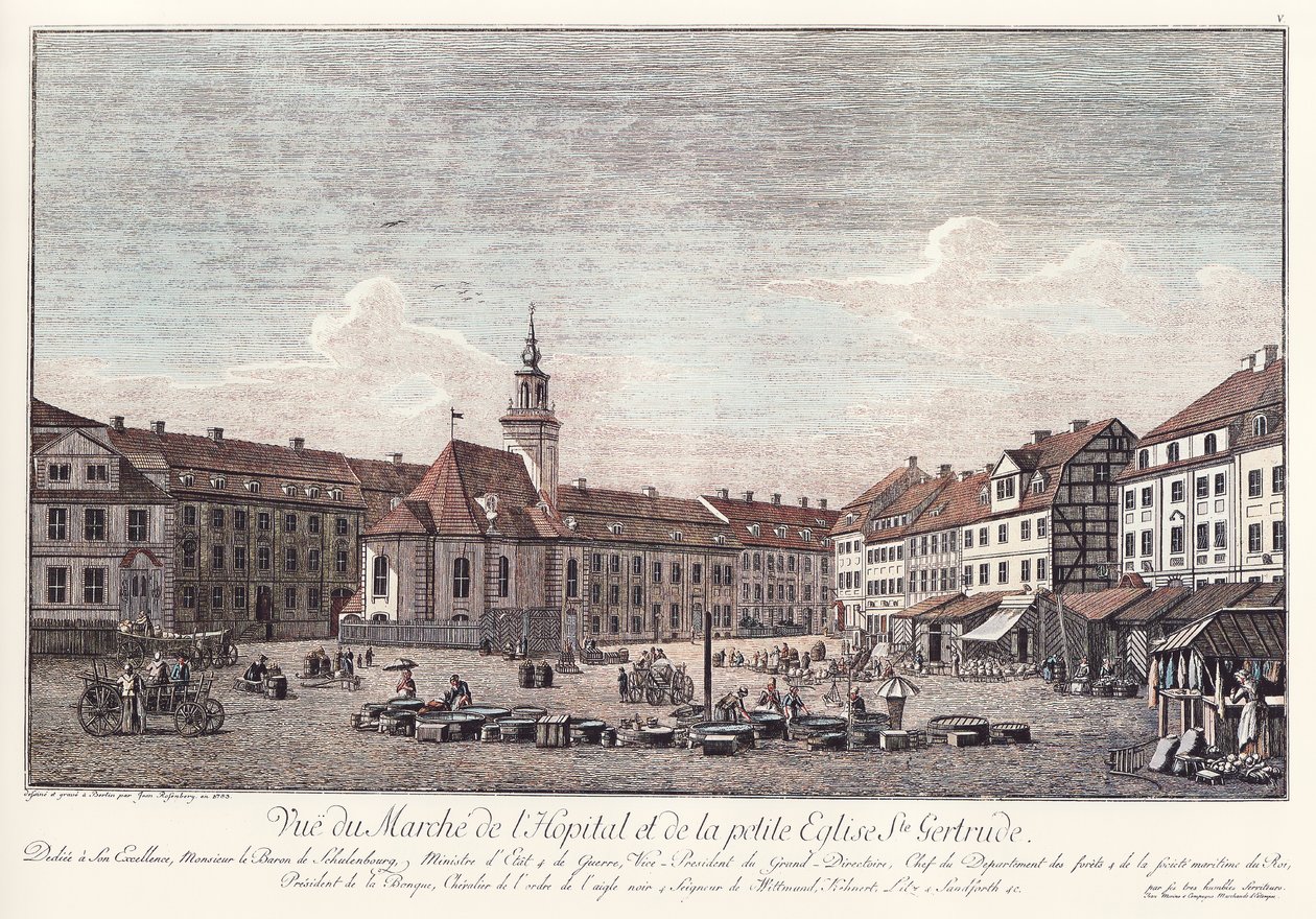 Utsikt över Spittelmarkt med Gertraudenkirche, Alt-Berlin av Johann Georg Rosenberg