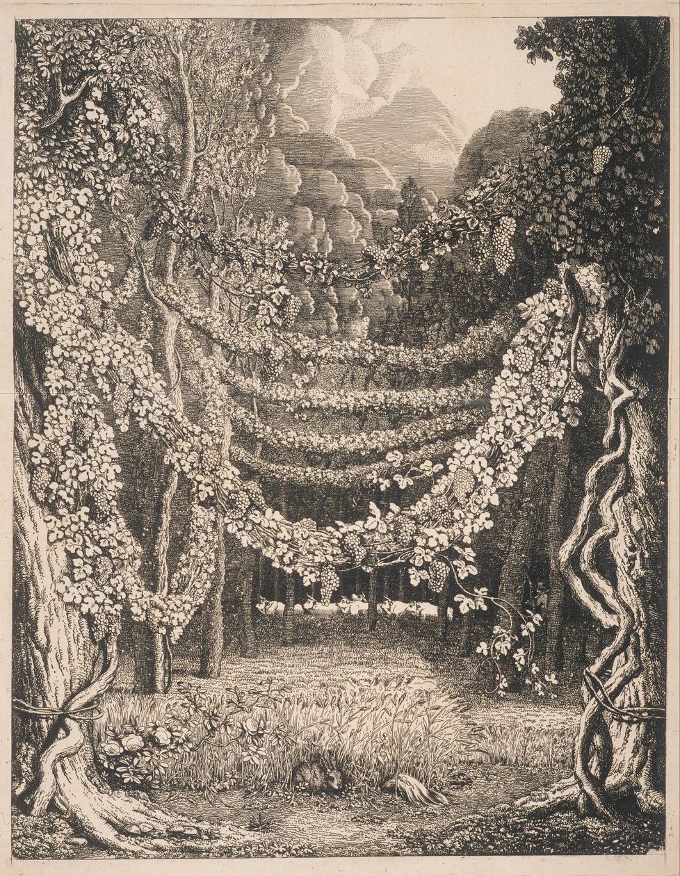 Inbillad vy över en vingård längs vägen till Polyfemusgrottan av Johann Heinrich Wilhelm Tischbein