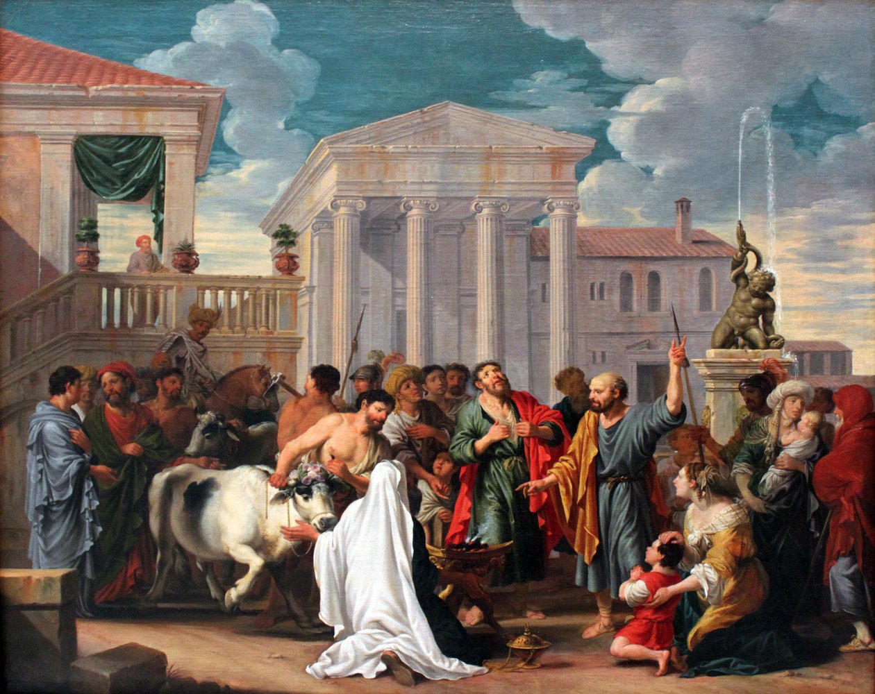 Paul och Barnabas i Lystra av Johann Heiss