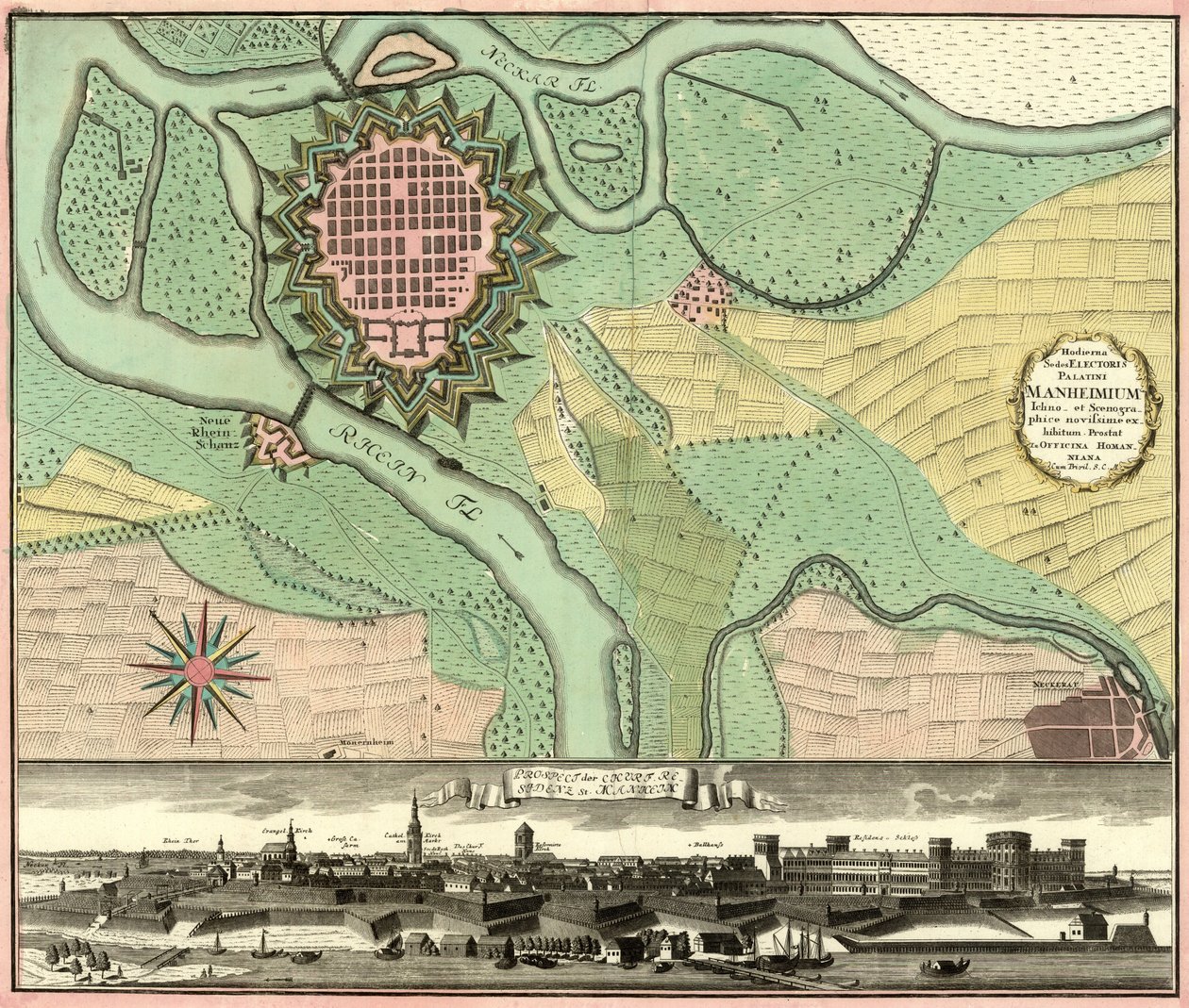Prospect der Chief. Invånare kl. Manheim av Johann Baptista Homann