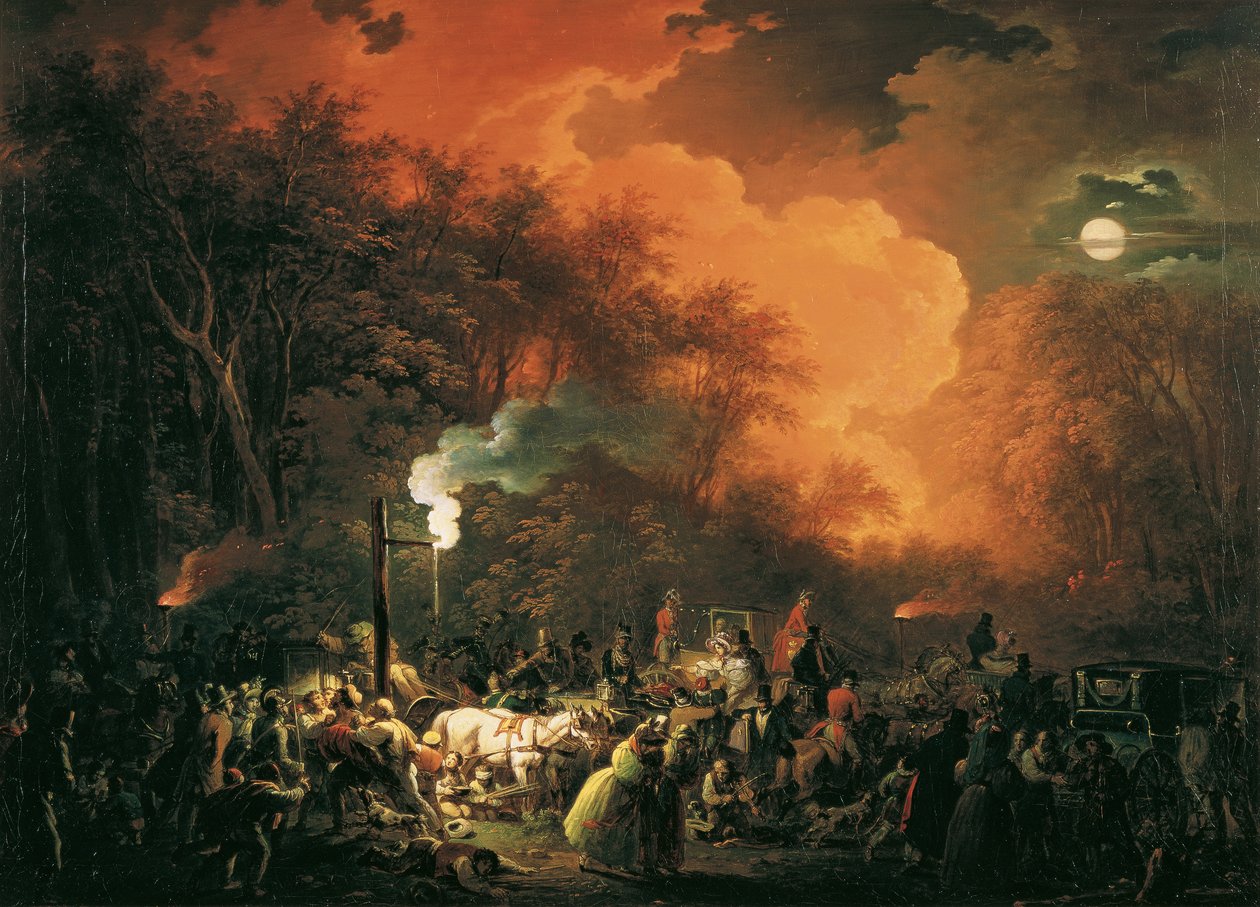 Slutet på Stuwer -fyrverkerierna den 7 maj 1833 av Johann Josef Schindler