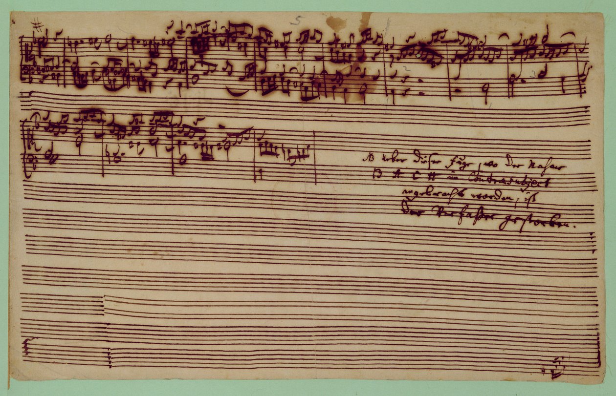 Sista sidan av The Art of Fugue, 1740-talet (penna och bläck på papper) av Johann Sebastian Bach