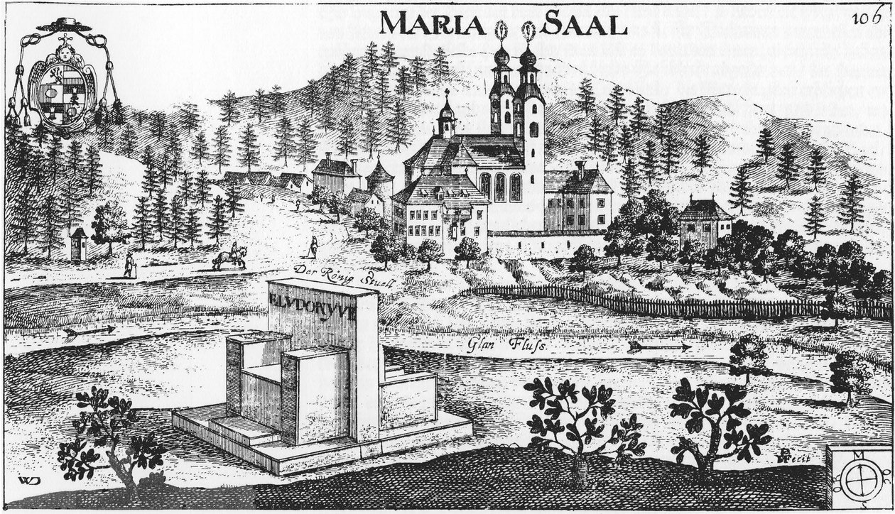 Slottet Maria Saal i Maria Saal / Kärnten / Österrike / Europeiska unionen av Johann Weikhard von Valvasor