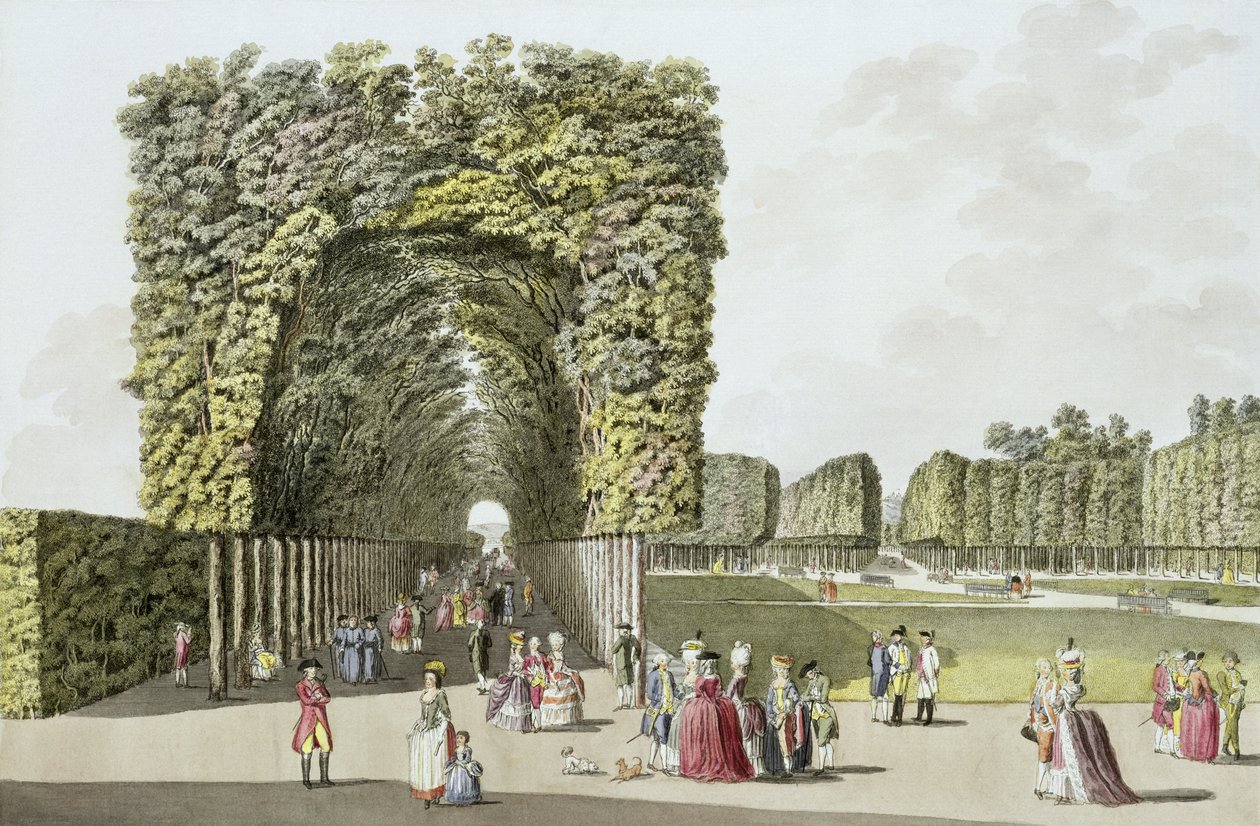 En del av trädgården i Ausgarten, Wien, från "Pleasure Gardens in and around Vienna", publicerad c.1790 av Johann Ziegler