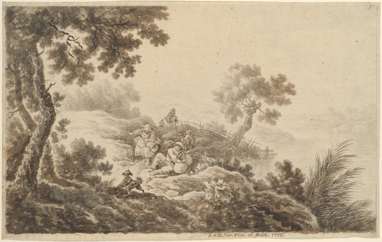 Landskap med resenärer av Johann Albrecht Dietzsch