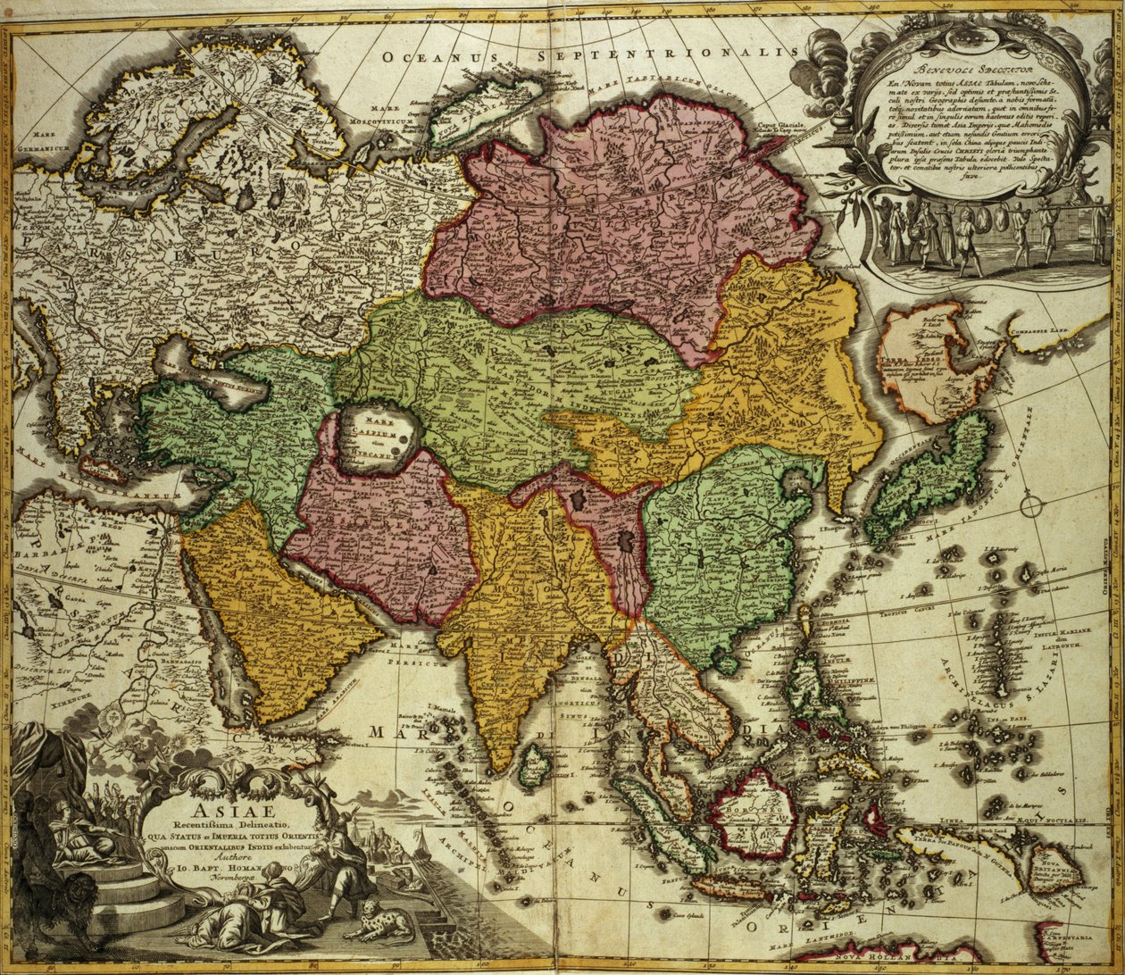 Karta över Asien, Nürnberg, ca 1730 av Johann Baptista Homann