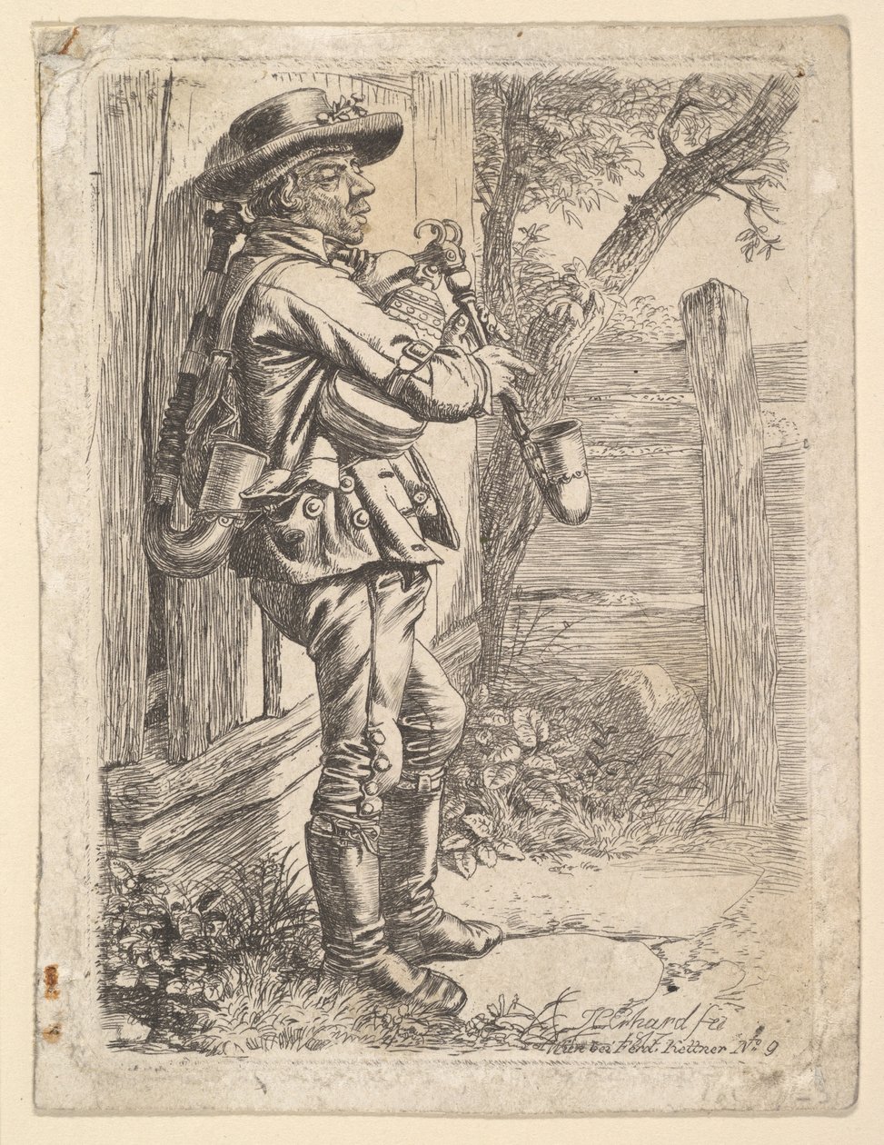 Säckpiparen, 1817. av Johann Christian Erhard
