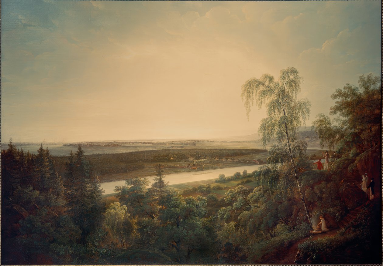 Elbe landskap med utsikt över Dresden av Johann Christian Klengel