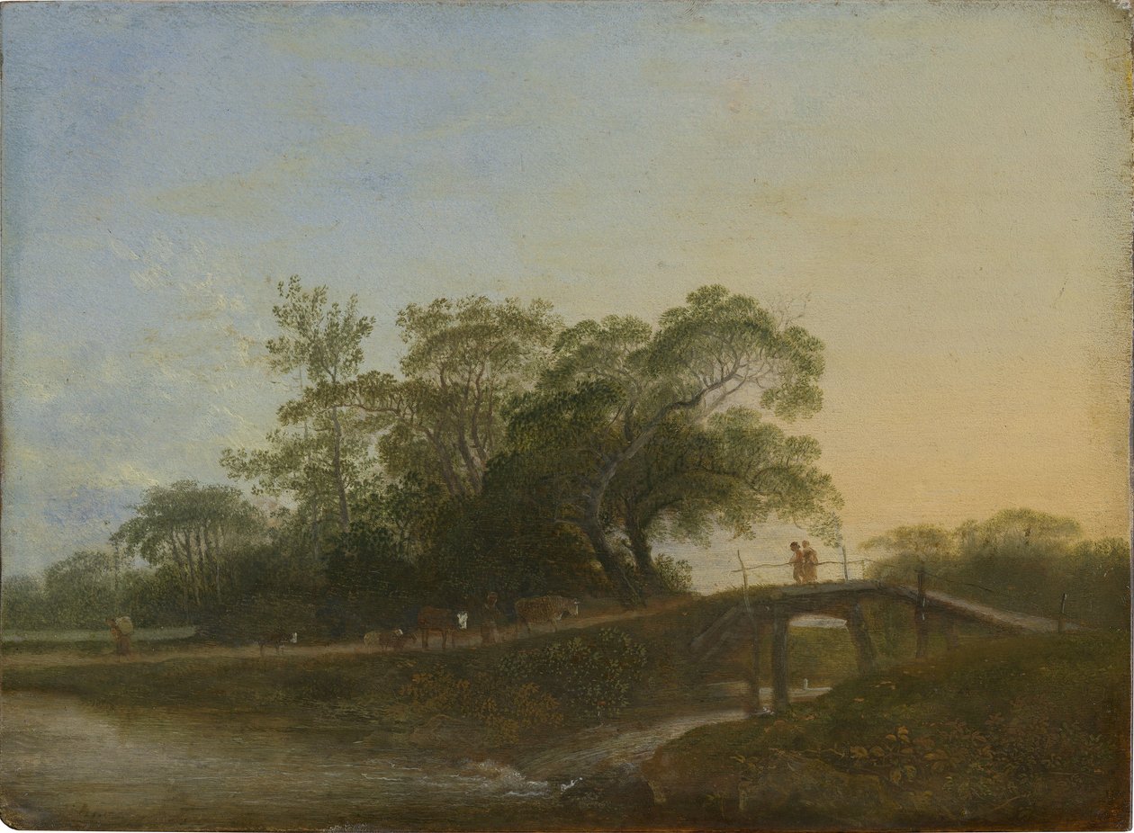 Landskap med gångbro av Johann Christian Klengel