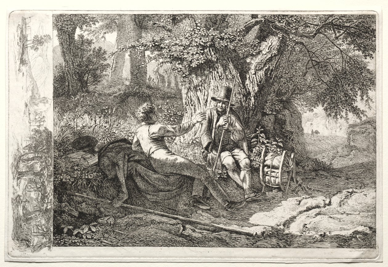 Konstnären vilar med sin guide. av Johann Christoph Erhard