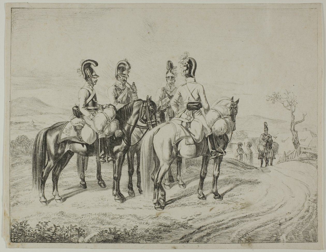 Fyra Cuirassiers på en lutning av Johann Christoph Erhard