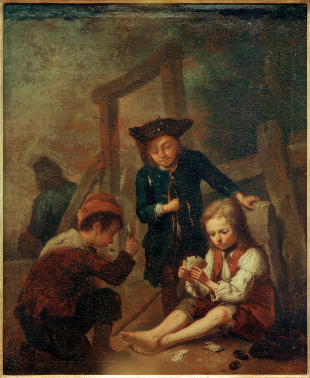 Pojkar som spelar kort av Johann Conrad Seekatz