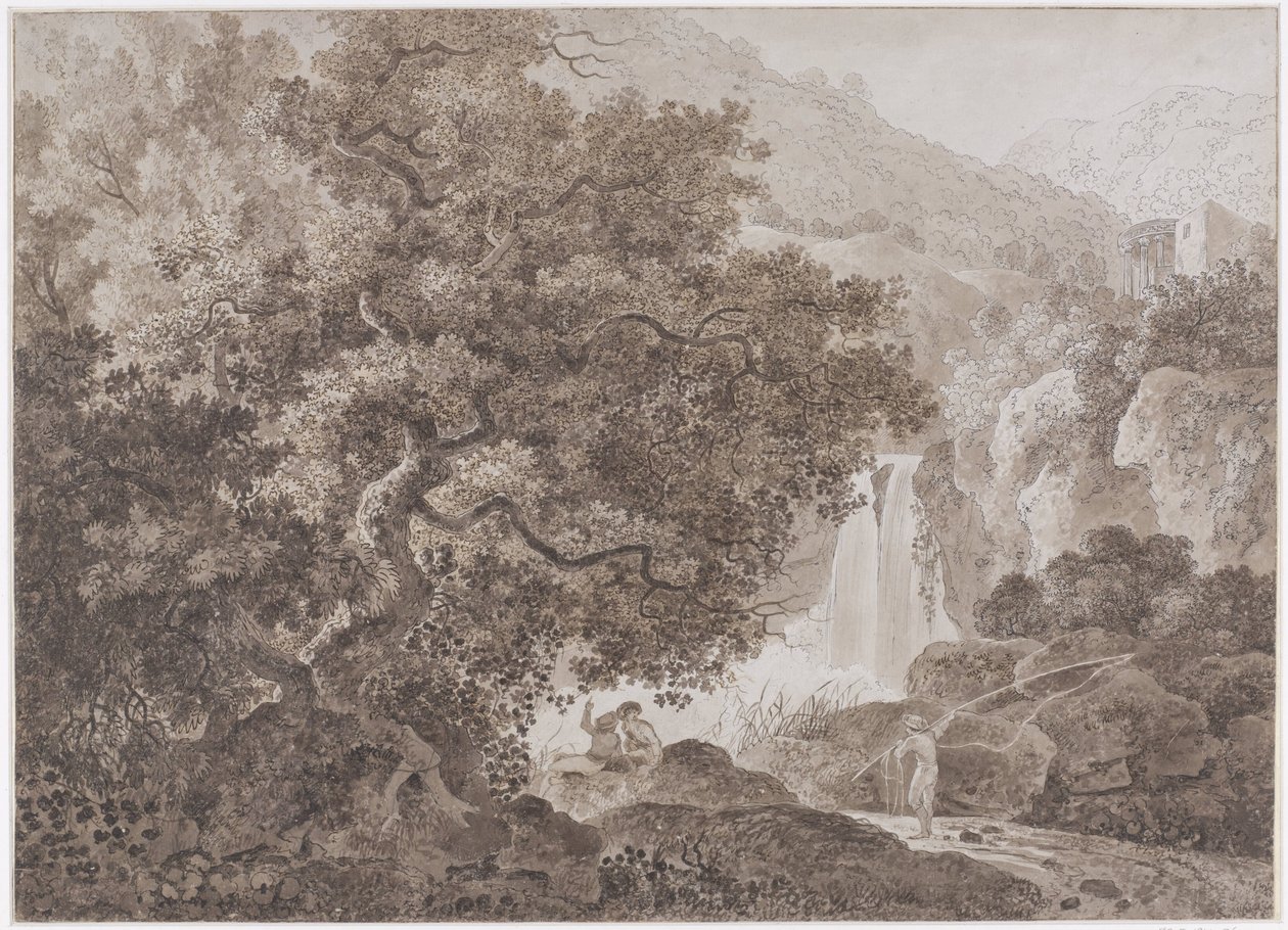 Skogbevuxet bergslandskap (Tivoli) av Johann Conrad Steiner