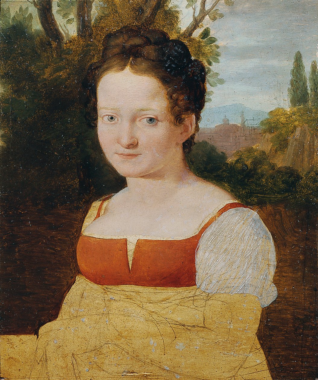 flicka porträtt av Johann Evangelist Scheffer von Leonhardshoff