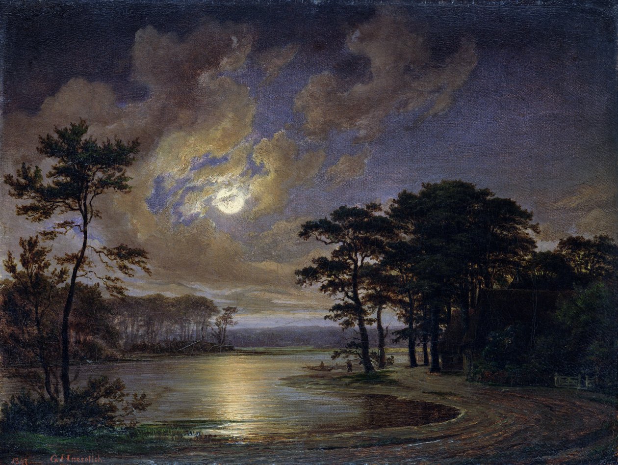 Holsteinska havet - månsken, 1847 av Johann Georg Haeselich