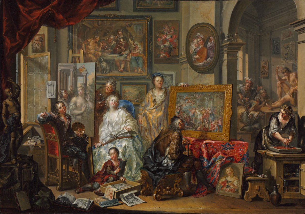 Konstnärens studio av Johann Georg Platzer